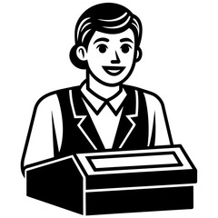 Cashier icon vector silhouette 
