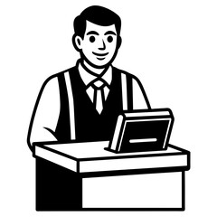 Cashier icon vector silhouette 