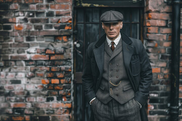 Stylish man. Classic clothes fashion. Peaky blinder style