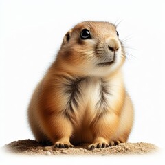 Image of isolated prairie dog against pure white background, ideal for presentations
