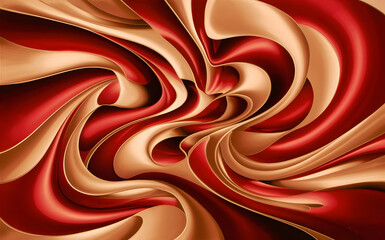 A mesmerizing abstract painting with a predominantly red and gold color palette. 