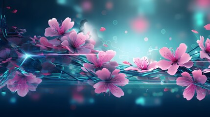 Cyber spring background, copy space for text