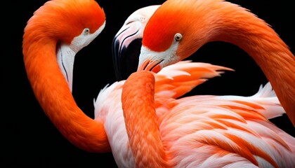 Portrait-of-a-beautiful-flamingo-on-a-black-background