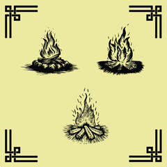 Set of bonfire illustration