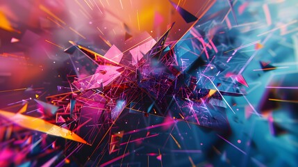 technology innovation with an abstract composition highlighting geometric shapes and vibrant colors, portrayed in cinematic full ultra HD high resolution for an immersive viewing experience.