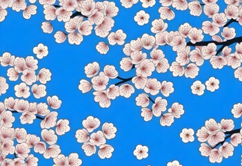 Digital painting a pattern of delicate cherry blos (4)