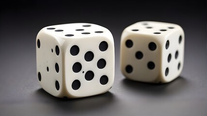 Two dice that have had black dots removed