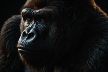 Fototapeta premium Intense close-up of a gorilla's texture and details, with facial features purposefully obscured