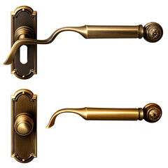 A set of vintage brass door handles Transparent Background Images 