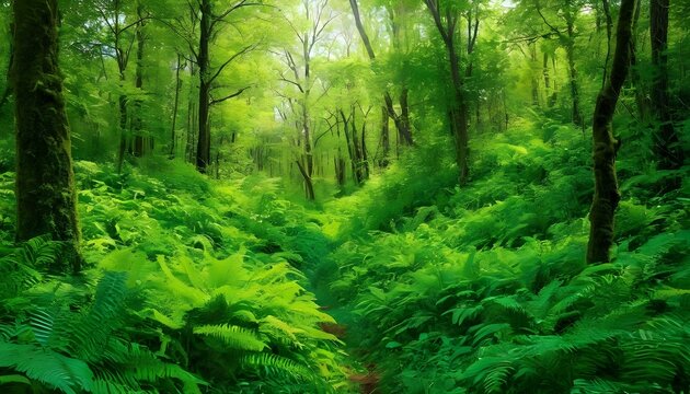A lush forest scene transitioning from deep emeral upscaled 11