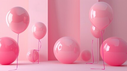 pink balloons on a white background