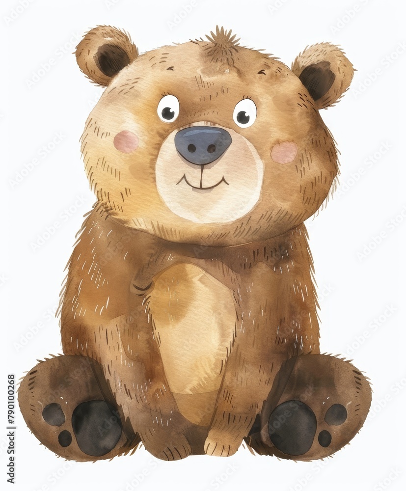 Wall mural cute brown bear art illustration