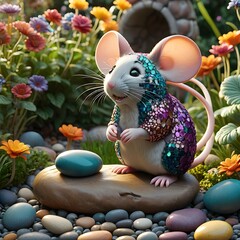 statue of a mouse in the garden