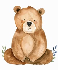 cute brown bear art illustration