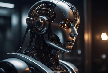 Generative AI illustration of robot portrait 