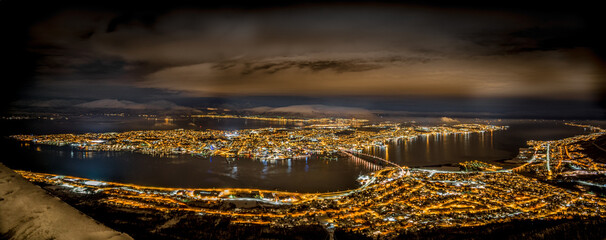 aerial view of the city of Tromso, Norway