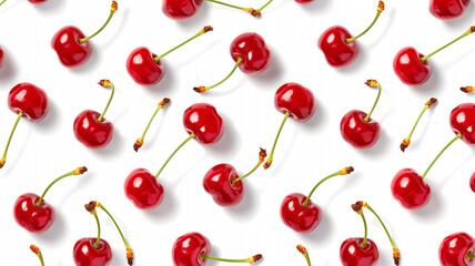 Cherry fruit pattern  on white background