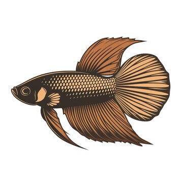 brown betta fish swimming isolated clip art preview
