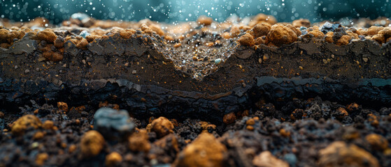 Exploration of underground water, soil composition, and rock layers in a specific section of land.
