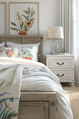 Boho Glam Bedroom: Floral Duvet & Metallic Accents Haven