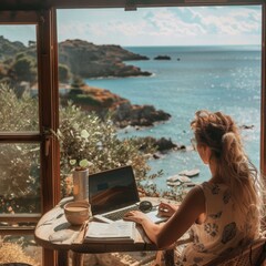 Fototapeta premium New generation life style of remote work.