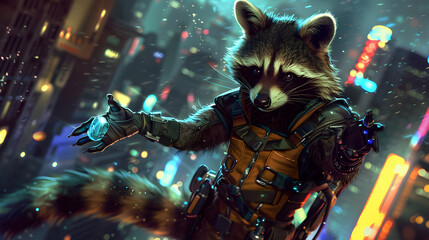 A raccoon wearing a mischievous mask and holding a shiny gem. with its paws poised - obrazy, fototapety, plakaty