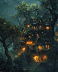 A quaint haunted village bound by mystical spells to protect its charm