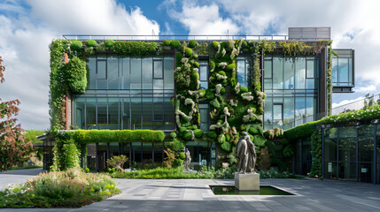 Fototapeta na wymiar A revolutionary duplex with a green wall. embodying biophilia and sustainable living in Ireland. The snapshot is taken from the square