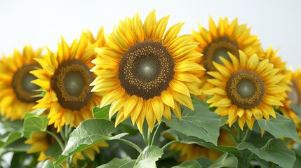 Fototapeta premium A close up of a yellow sunflower with a green stem