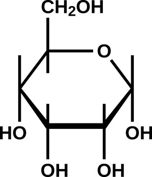 Alpha-allopyranose structural formula, pyranose form of allose, vector illustration