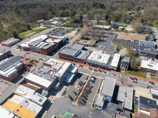 The Town of Louisburg North Carolina by Drone on a Sunny Day, Including Sunrise Images For Travel...
