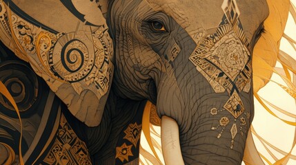 Elephants are known for their distinctive and intricate patterns - obrazy, fototapety, plakaty