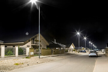 modern led illumination on quiet residential area - 790106040
