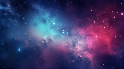 Starry Space: Blue and Purple Colors, Dreamlike Bokeh, Light Red, and Dark Azure Celestial Caustics...