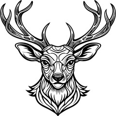  Deer head vector silhouette on white background  