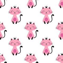 seamless pattern with princess cat