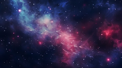 Starry Space: Blue and Purple Colors, Dreamlike Bokeh, Light Red, and Dark Azure Celestial Caustics Background