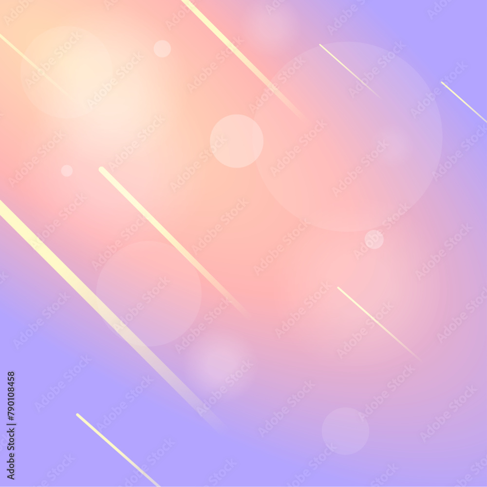 Poster pastel purple light background with speed lines and bokeh particles