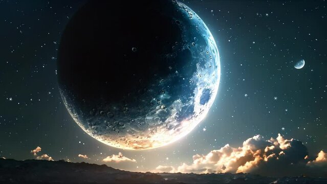 Eid al-Adha Night: Serenity & Unity Under the Crescent Moon. Concept Eid al-Adha, Crescent Moon, Serenity, Unity, Night