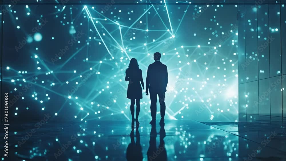 Poster data pioneers navigating the cybernet universe. concept technology trends, data analytics, cybersecu