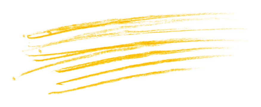 yellow pencil strokes isolated on transparent background