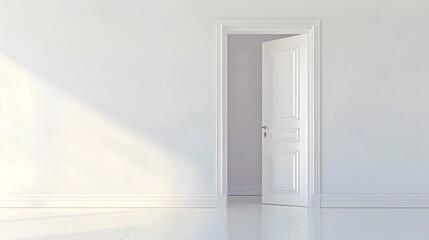 Empty white room with open white doorway generative ai