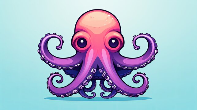 A cartoon octopus with big eyes and a pink head