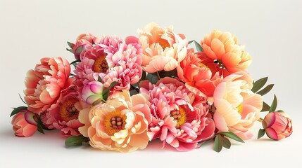 A bouquet of flowers with a variety of colors, including pink, orange