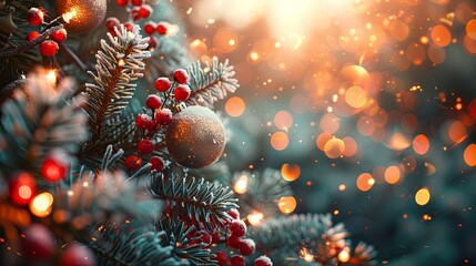 Vibrant Decorated Christmas Tree with Glittering Ornaments and Lights