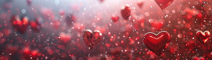 Obraz premium Crimson hearts shower floating upwards