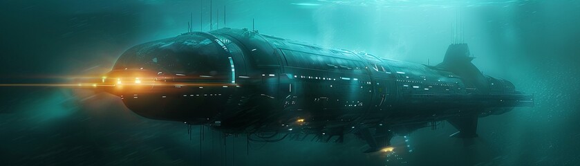 Submarine spaceship underwater exploration