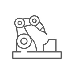 Mechanical arm icon. Simple outline style. Robotic hand manipulator, computer, construction, factory, industry, technology concept. Thin line symbol. Vector illustration isolated. Editable stroke.