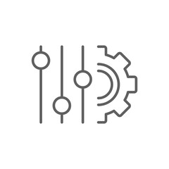 Panel settings icon. Simple outline style. Equalizer options, preferences, work, gear, tool, cogwheel, cog, level, technology concept. Thin line symbol. Vector illustration isolated. Editable stroke.