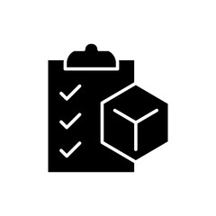 Product requirements icon. Simple solid style. Product management, testing, check, list, checklist, clipboard, evaluation concept. Black silhouette, glyph symbol. Vector illustration isolated.
